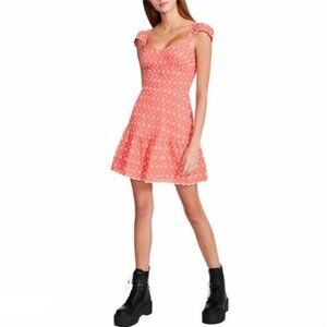 New Betsey Johnson  Two-Tone Ditsy Cotton Eyelet Bustier Mini Dress L